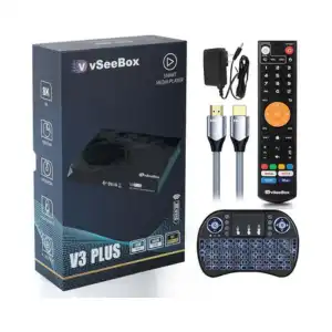 vSeeBox V3 Plus 2024 Newest Media Box Includes Large Size Voice Remote, Backlit Mini Keyboard and 8K HDMI Cable