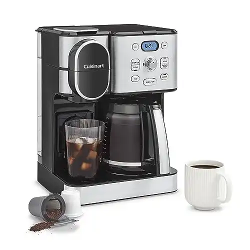 Cuisinart Coffee Maker, 12-Cup Glass Carafe, Automatic Hot & Iced Coffee Maker, Single Server Brewer, Stainless Steel, SS-16