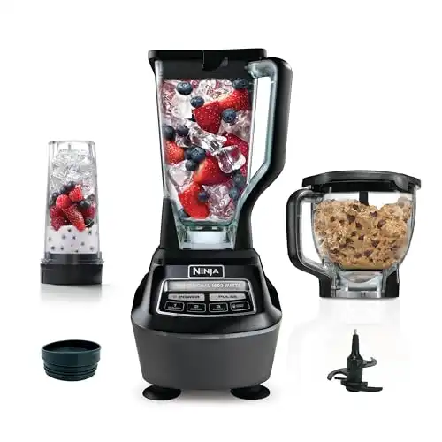 Ninja Blender, Food Processor, Blender for-Smoothies, Includes Pitcher, Smoothie Cup, and 8-Cup Bowl, Salsa, Dough, Shakes, Slush, and Frozen Drinks