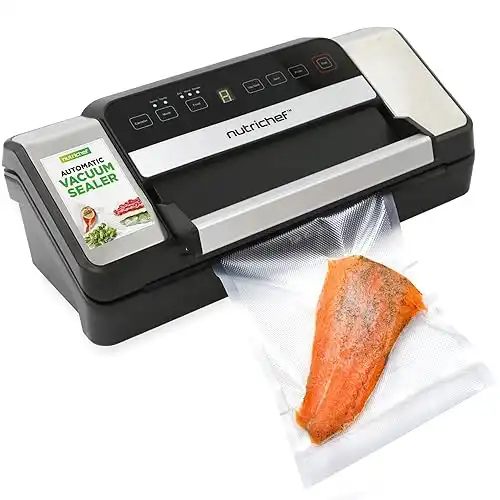 Nutrichef Automatic Food Vacuum Sealer with Double Sealing Function, Electric Air Sealing System for Dry, Liquid & Moist Foods, Reduces Food Waste