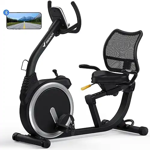 MERACH High-end Recumbent Exercise Bike with Silent Dual-belt Drive System, Light Commercial Magnetic Recumbent Stationary Bikes with Bluetooth Exclusive App