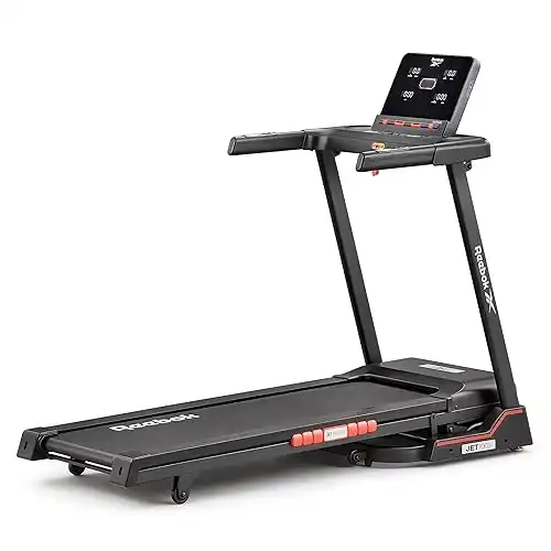 Reebok Jet 100z, Jet 300 Treadmill: Bluetooth Compatible Incline Treadmill for Home Gym Training, Foldable for Easy Storage, Hand Pulse Sensor